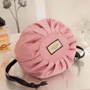 Gucci Drawstring Beauty Pink Pouch/ Cosmetic Bag; NIP